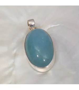 Pendentif argent aqua blue aigue marine