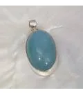 Pendentif argent aqua blue aigue marine