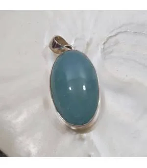 Pendentif argent aqua blue aigue marine