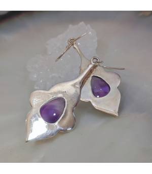 Boucles d'oreilles argent ethniques et améthystes