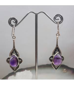 Boucles d'oreilles argent ethniques et améthystes