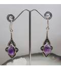 Boucles d'oreilles argent ethniques et améthystes
