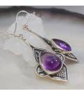 Boucles d'oreilles argent ethniques et améthystes