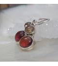Boucles d'oreilles argent duo de quartz rutilé et de grenat