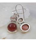 Boucles d'oreilles argent duo de quartz rutilé et de grenat