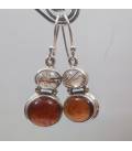 Boucles d'oreilles argent duo de quartz rutilé et de grenat