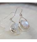 Boucles d'oreilles argent "spirit" pierre de lune arc en ciel