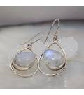 Boucles d'oreilles argent "spirit" pierre de lune arc en ciel