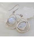 Boucles d'oreilles argent "spirit" pierre de lune arc en ciel