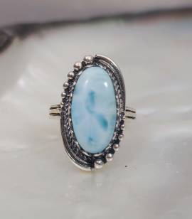 Bague lagon argent et larimar