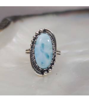 Bague lagon argent et larimar