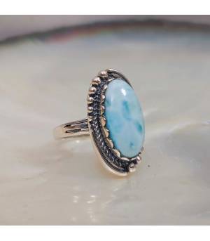 Bague lagon argent et larimar