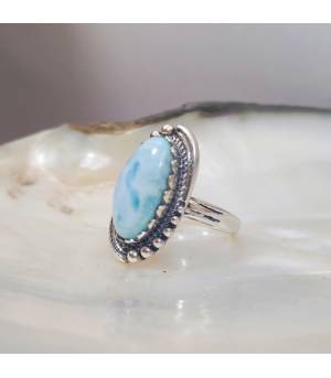 Bague lagon argent et larimar