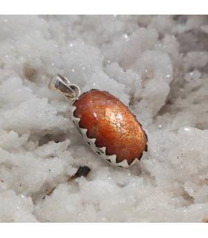 Pendentif ethnique argent et pierre du soleil naturelle