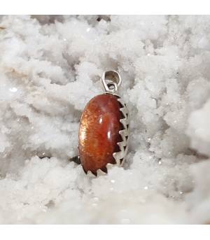 Pendentif ethnique argent et pierre du soleil naturelle