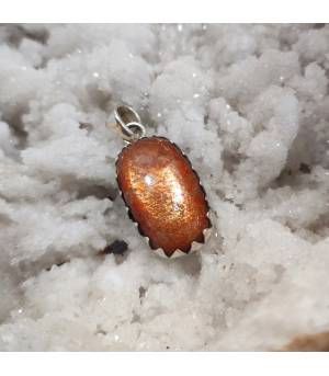 Pendentif ethnique argent et pierre du soleil naturelle