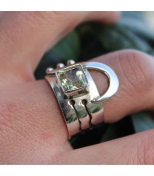 Bague vintage anneau argent citrine naturelle