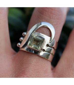 Bague vintage anneau argent citrine naturelle