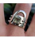 Bague vintage anneau argent citrine naturelle