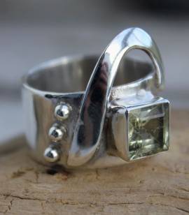 Bague vintage anneau argent citrine naturelle