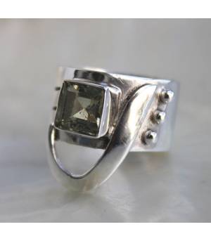 Bague vintage anneau argent citrine naturelle