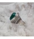 Bague argent style ethnique pierre naturelle malachite