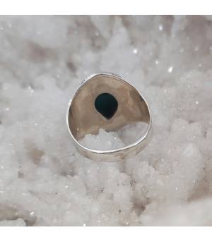 Bague argent style ethnique pierre naturelle malachite