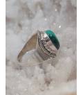 Bague argent style ethnique pierre naturelle malachite