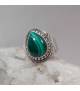Bague argent style ethnique pierre naturelle malachite