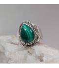 Bague argent style ethnique pierre naturelle malachite
