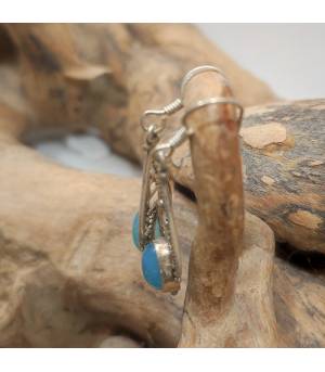 Boucles d'oreilles argent et calcédoine naturelle
