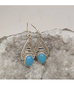 Boucles d'oreilles argent et calcédoine naturelle