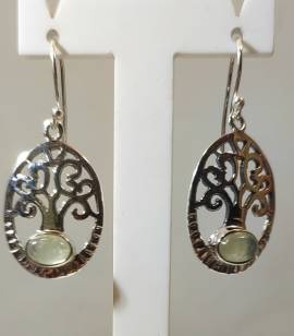 Boucles d'oreilles argent Arbre de Vie Préhnite