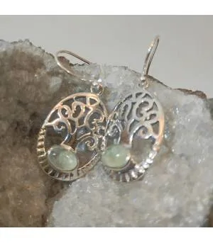 Boucles d'oreilles argent Arbre de Vie Préhnite