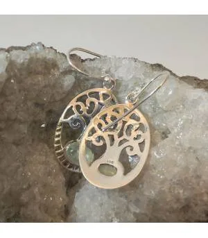 Boucles d'oreilles argent Arbre de Vie Préhnite