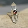 Bague argent pierres naturelles prisme cristal de quartz et cat's eye shantilight