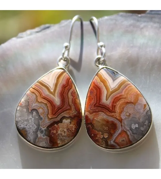 Boucles d'oreilles argent bijoux ethnique agate crazylace shantilight Boucles d'oreilles argent bijoux ethnique agate crazylace shantilight