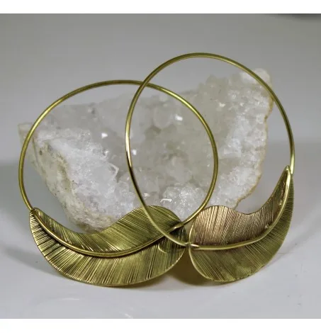 boucles d'oreilles ethniques laiton créoles plume shantilight
