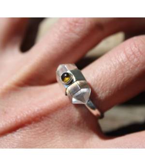 Bague argent pierres quartz et tourmaline