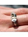 Bague argent pierres quartz et tourmaline