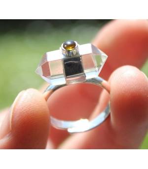 Bague argent pierres quartz et tourmaline