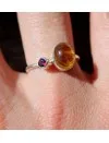 Bague argent pierres naturelles de citrine et grenat
