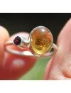 Bague argent pierres naturelles de citrine et grenat