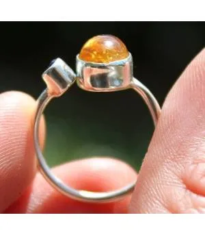 Bague argent pierres naturelles de citrine et grenat