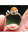Bague argent pierres naturelles de citrine et grenat