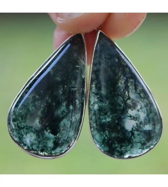 Boucles d'oreilles argent pierres d'agate mousse shantilight Caen. Boucles d'oreilles argent pierres d'agate mousse shantilight Caen.
