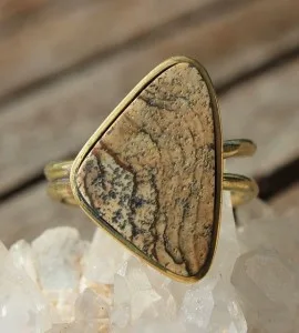 Bijoux ethnique bague laiton pierre naturelle shantilight