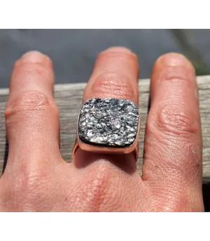 Bague argent ajustable pierre brute de biotite shantilight