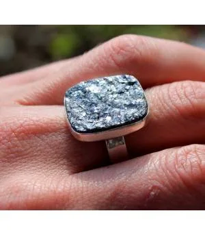 Bague argent ajustable pierre brute de biotite shantilight