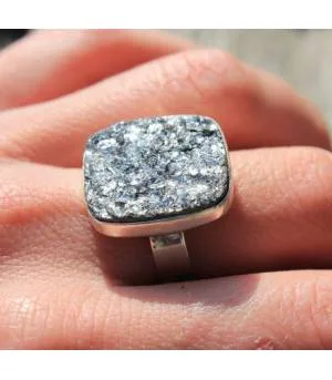 Bague argent ajustable pierre brute de biotite shantilight